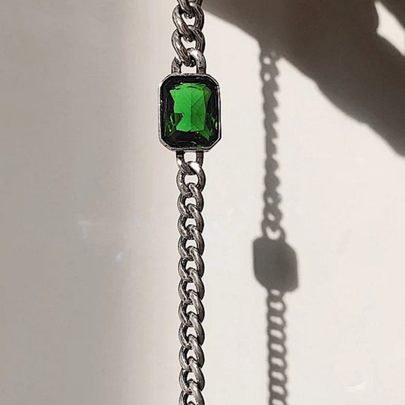 EMERALD GREEN STERLING SILVER ZIRCON BRACELET - Picture 7 of 7